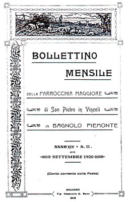 dal Bollettino Parrocchiale Settembre 1920